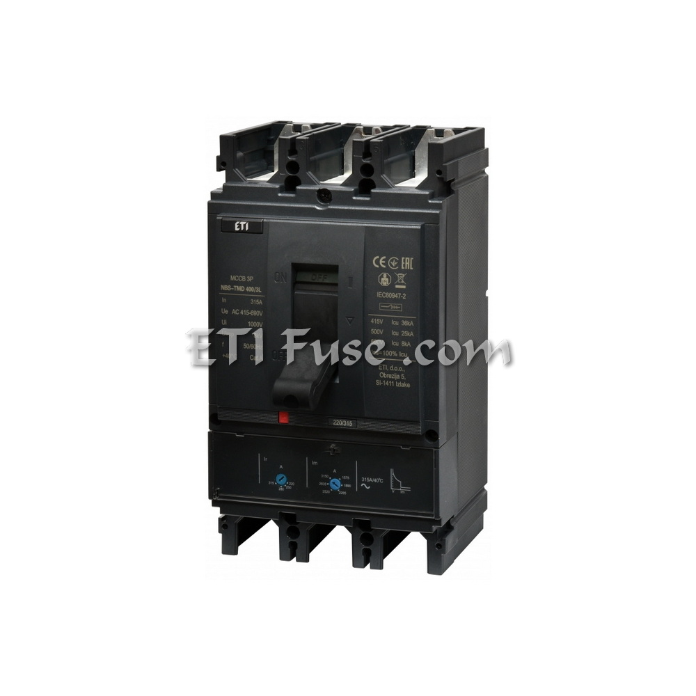 کلید اتوماتیک قابل تنظیم دوبل ای تی آی ETI NBS TMD 630 3L 600A 690V AC 36KA 3P