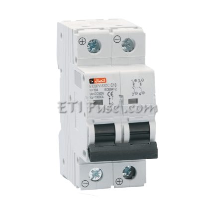 کلید مینیاتوری خورشیدی 2 پل تیپ C ایستا توان اتصال ETE10-MDC2220 20A DC