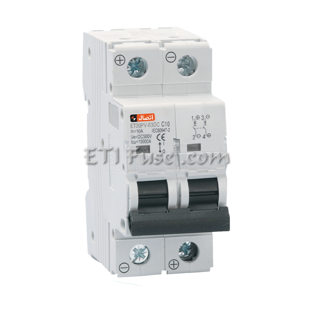 کلید مینیاتوری خورشیدی 2 پل تیپ C ایستا توان اتصال ETE10-MDC2220 20A DC
