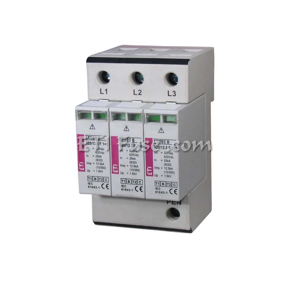 برقگیر تابلویی ایستا 3 پل ای تی آی ETI 7727531 ESA 275 AC T1+2 B+C