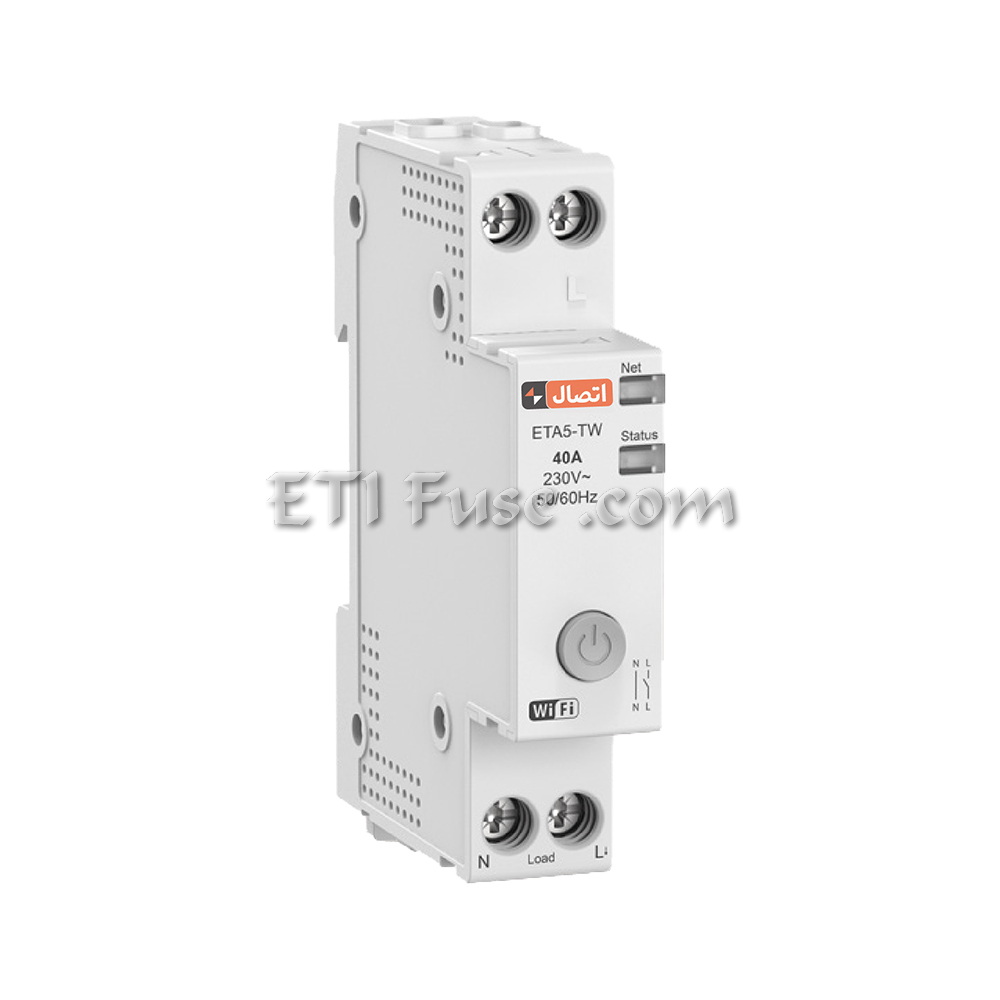 رله کنترل بار هوشمند 36mm کنترل ولتاژ جریان WIFI دار و دارای نمایشگر دوبل ایستا توان اتصال ETE ETRL00WF2M63 1-63A