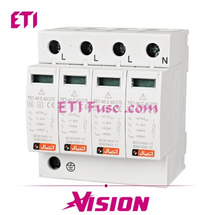 برقگیر تابلویی تیپ جدید ایستا توان اتصال ETE AC SPD ETSPD0041435 440V T1 3P+N 35KA