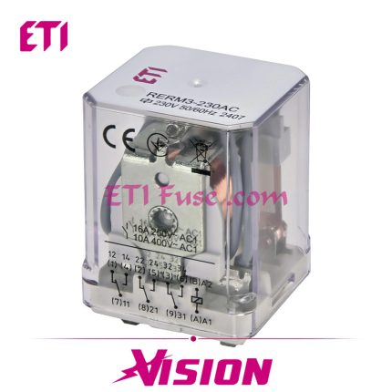 رله شیشه ای ای تی آی ETI 2473063 RERM 3 24V AC LED 3×CO 16A AC1
