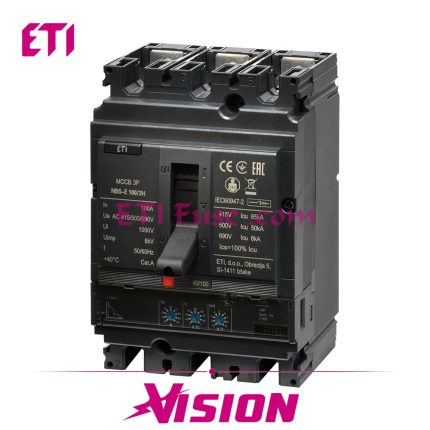 کلید اتوماتیک فیکس ای تی آی ETI EV21-100 FL NBS-FL 100-3L 100A 690V AC 36KA 3P